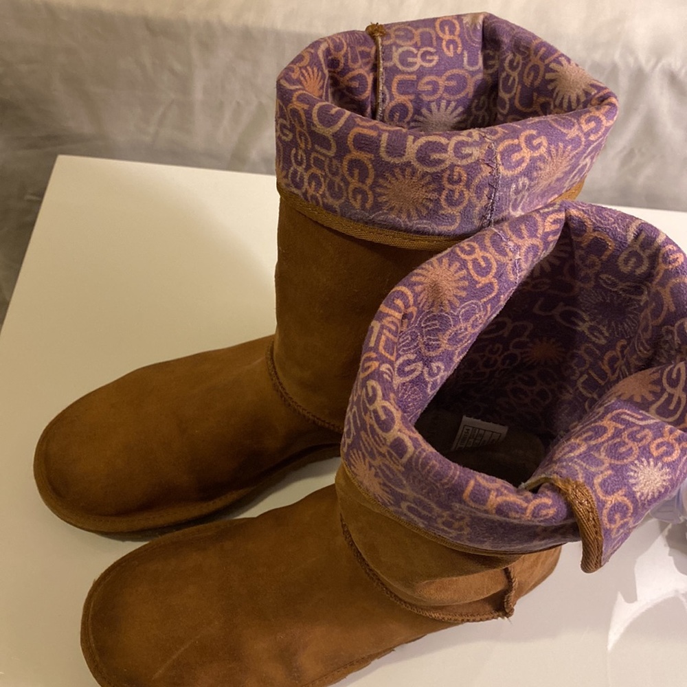 UGG AUSTRALIA WOMEN’S 3387 LO PRO BUTTON fold over shestnut boots size 8 - Picture 10 of 14